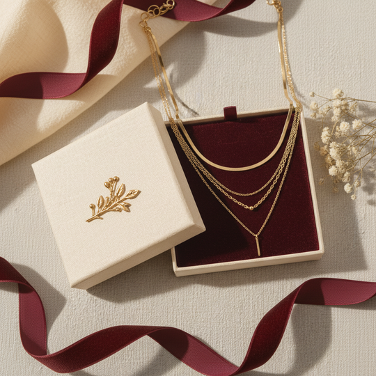 Aurette Gold Layered Necklace Set - 04 Packaging gift - Heart & Hazel gold layered necklace set