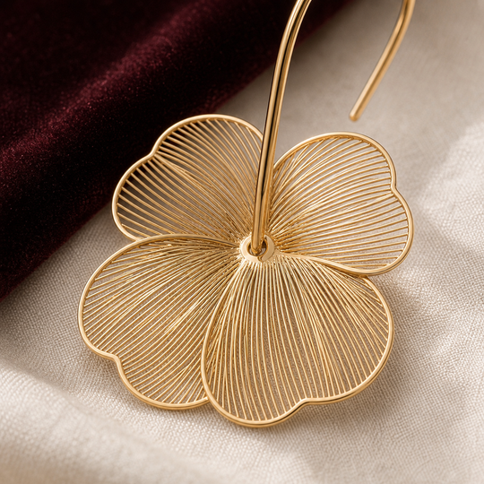 Celeste Bloom Gold Hoop Earrings - 03 Macro detail - Heart & Hazel gold floral hoop earrings