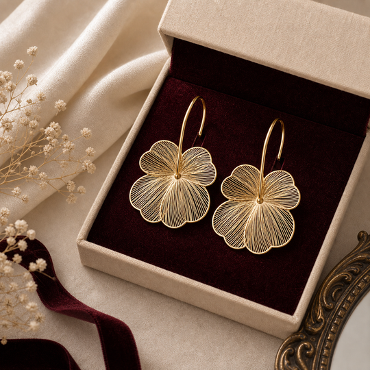 Celeste Bloom Gold Hoop Earrings - 04 Packaging gift - Heart & Hazel gold floral hoop earrings
