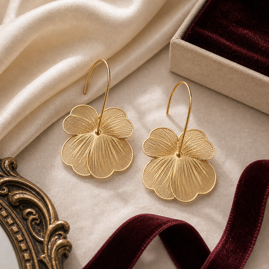 Celeste Bloom Gold Hoop Earrings - 06 Dream-life lifestyle - Heart & Hazel gold floral hoop earrings