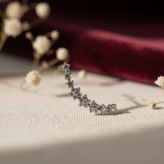 Elodie Crystal Ear Climber Earrings - 03 Macro detail - Heart & Hazel crystal ear climber earrings