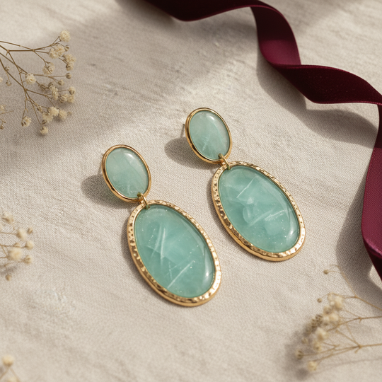 Noa Oval Resin Drop Earrings - 01 Hero flatlay - Heart & Hazel oval resin drop earrings