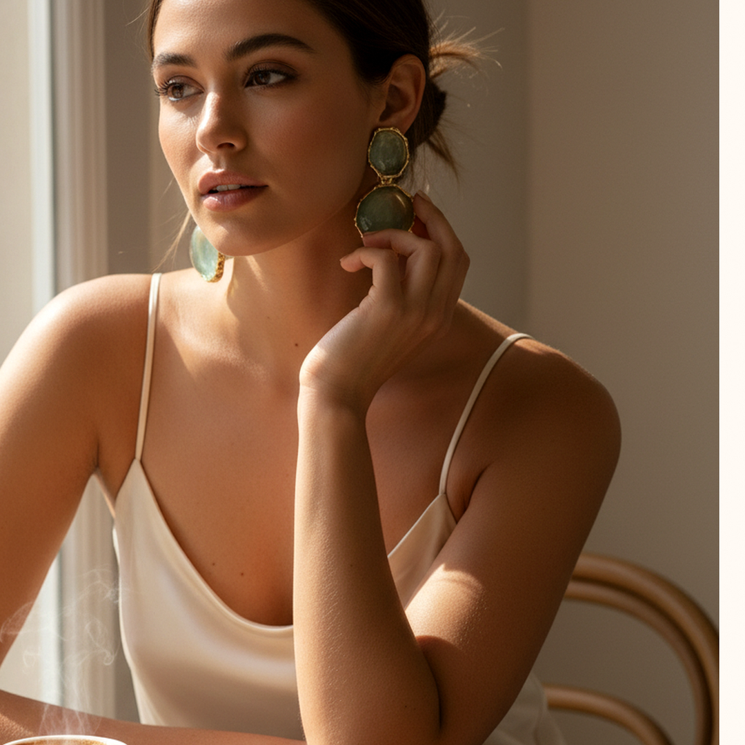 Noa Oval Resin Drop Earrings - 06 Dream-life lifestyle - Heart & Hazel oval resin drop earrings