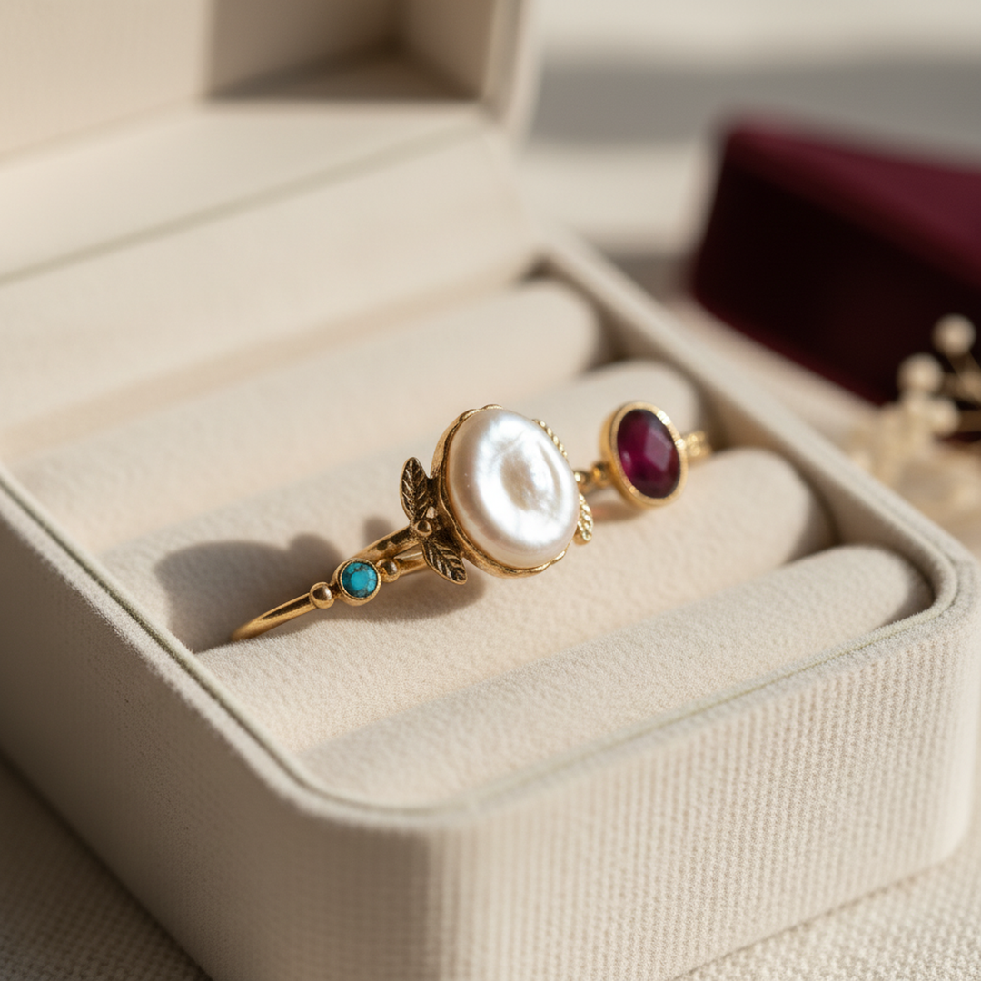 Rosalie Vintage Ring Set - 03 Macro detail - Heart & Hazel vintage gold ring set