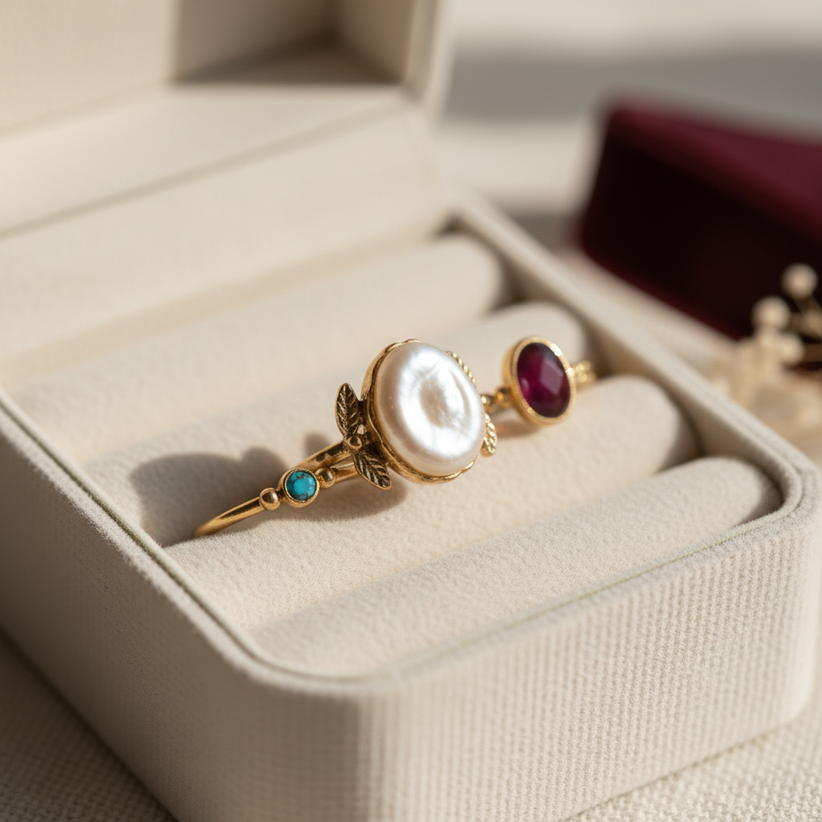Rosalie Vintage Ring Set - 03 Macro detail - Heart & Hazel vintage gold ring set