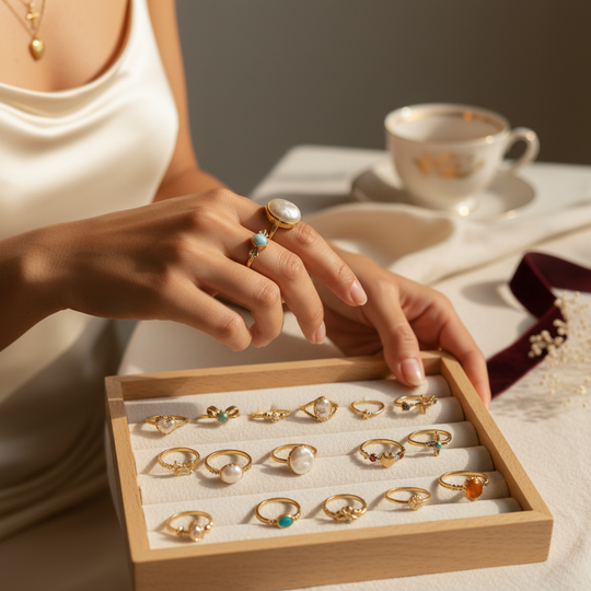Rosalie Vintage Ring Set - 06 Dream-life lifestyle - Heart & Hazel vintage gold ring set
