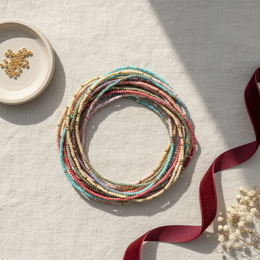 Solana Bohemian Bracelet Set - 05 Color and scale view - Heart & Hazel bohemian bracelet set
