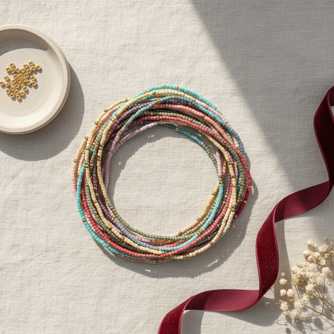Solana Bohemian Bracelet Set - 05 Color and scale view - Heart & Hazel bohemian bracelet set