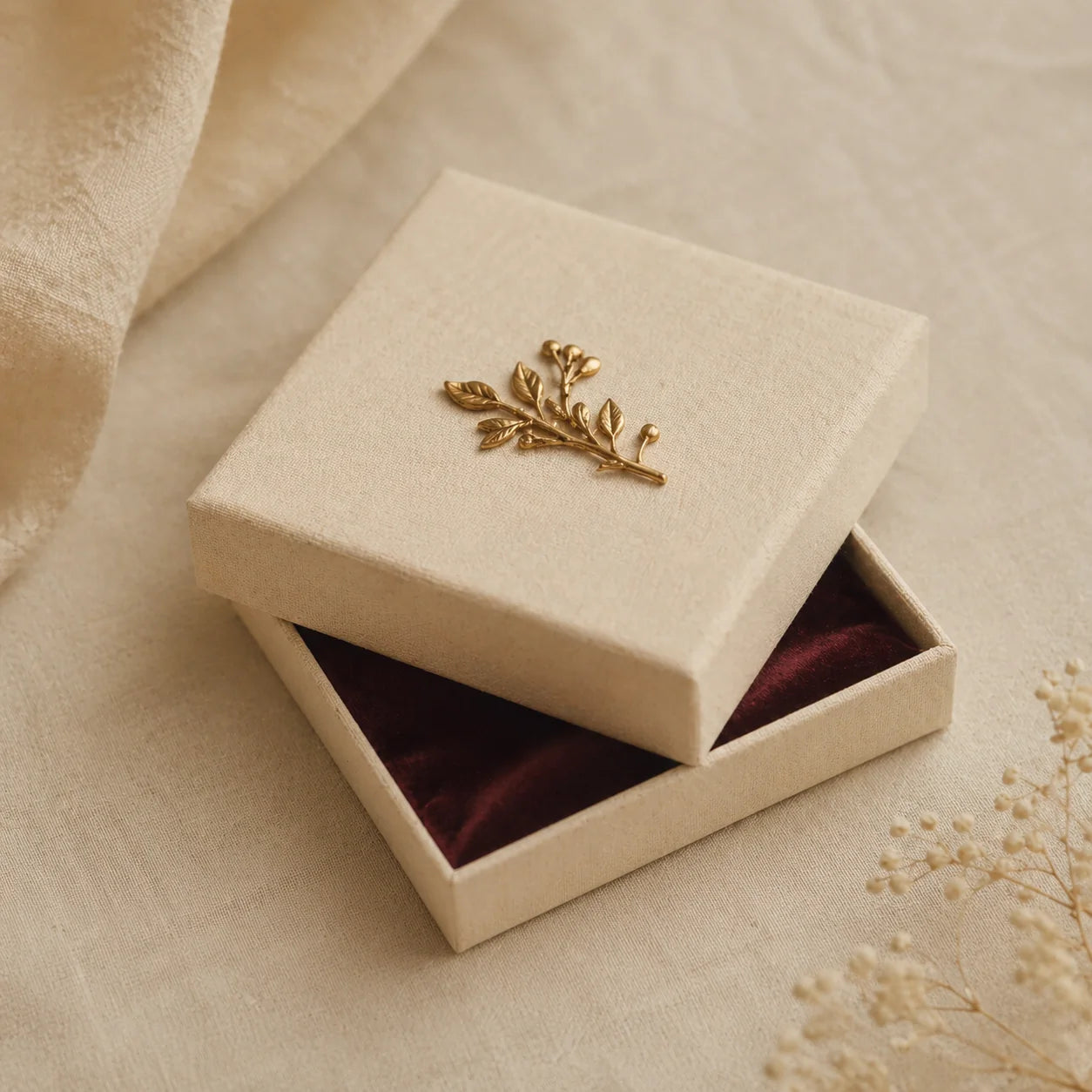 Heart and Hazel burgundy gift box with jewelry